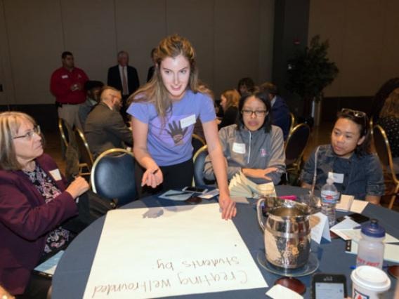 Participants met in small groups at a Jan. 29 event to consider the question: What impact will the UA have on students, society and the community in 10 years?