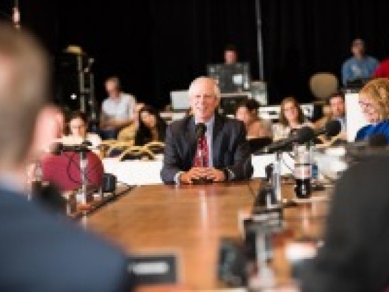 Dr. Robert C. Robbins addresses the Arizona Board of Regents, which approved a three-year contract for him as the next UA president.(Photo: Jacob Chinn)