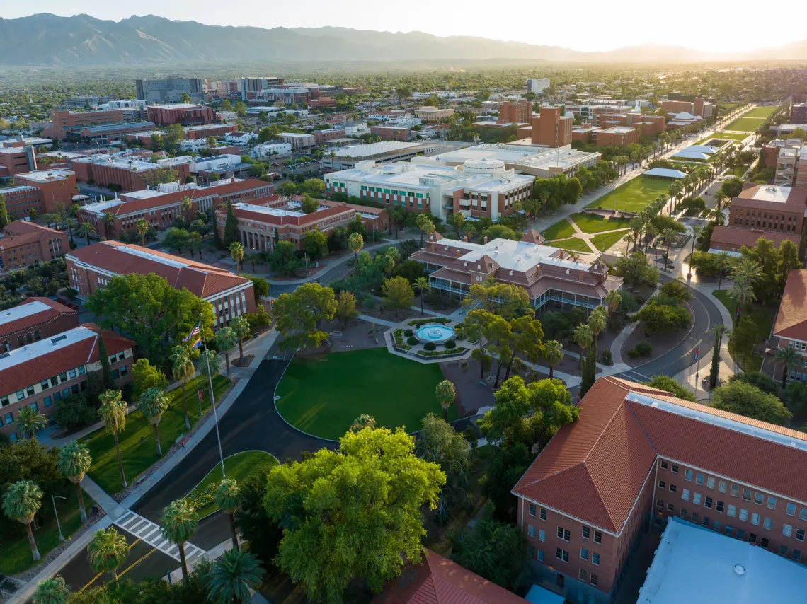 Aerial view of Old Main at the University of Arizona