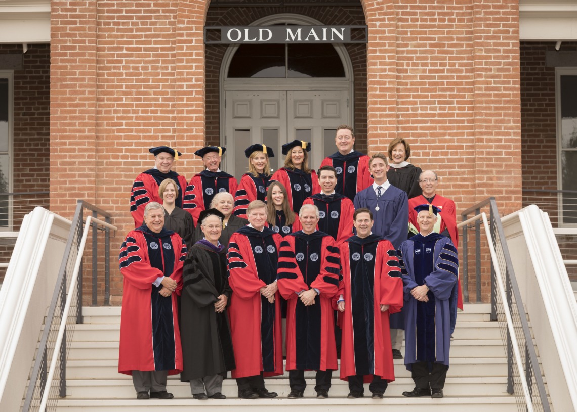  The Platform Party joins Dr. Robbins outside Old Main just prior to the formal Procession of the Installation.