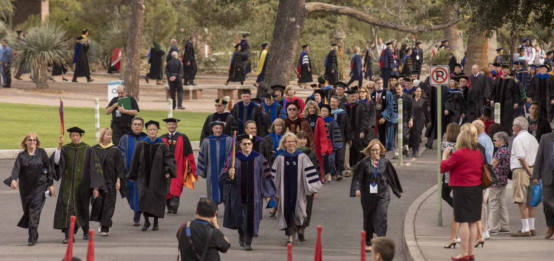  It’s a beautiful Tucson day as the formal procession heads from Old Main to Centennial Hall.